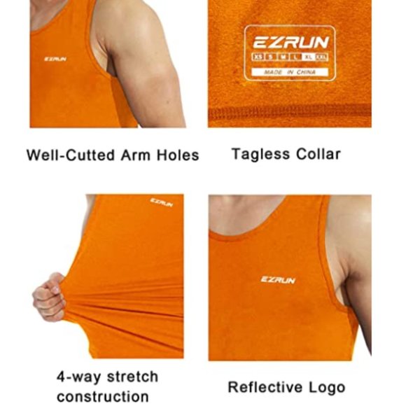 EZRUN Men's Quick Dry Sport Tank Top for Bodybuilding Gym Athletic Jogging XL - Picture 5 of 5